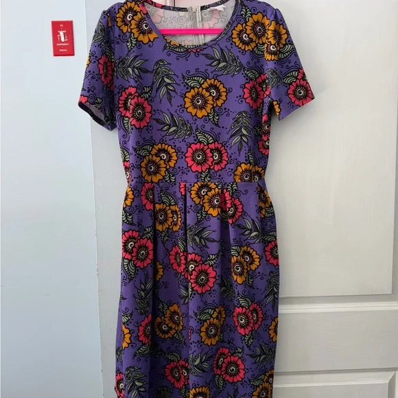 LuLaRoe Purple Floral Dress - Picture 2 of 2